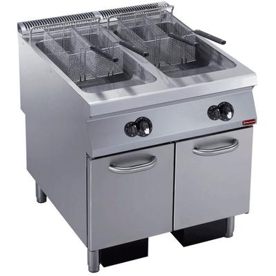 Gas Friteuse 2 Becken "Y" 23 L, externe Brenner, auf Unterschrank (G22/F46A8-S)