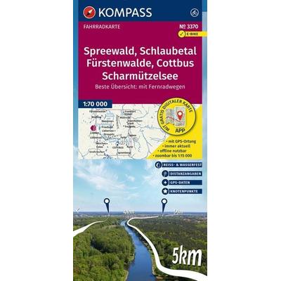 KOMPASS Fahrradkarte 3370 Spreewald, Schlaubetal, Fürstenwalde, Cottbus, Scharmützelsee mit Knotenpunkten 1:70.000, Sonstige von , KOMPASS Freytag &