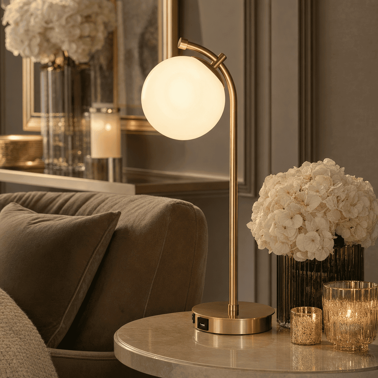 Poki Gold Orb Table Lamp