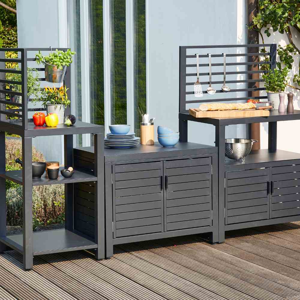 SIENA GARDEN Outdoorkitchen-Set , 3-teilig, pulverbeschichtet in matt anthrazit