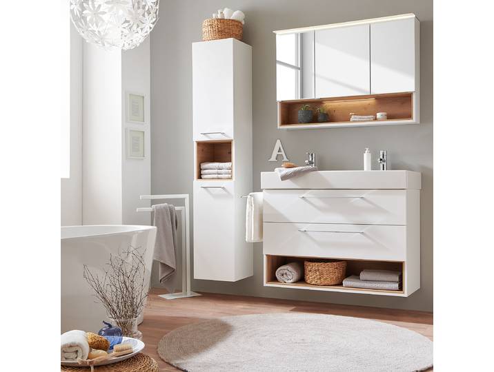 Badset 3-teilig Doppelwaschtisch 135 x 168 x 47cm Bianco