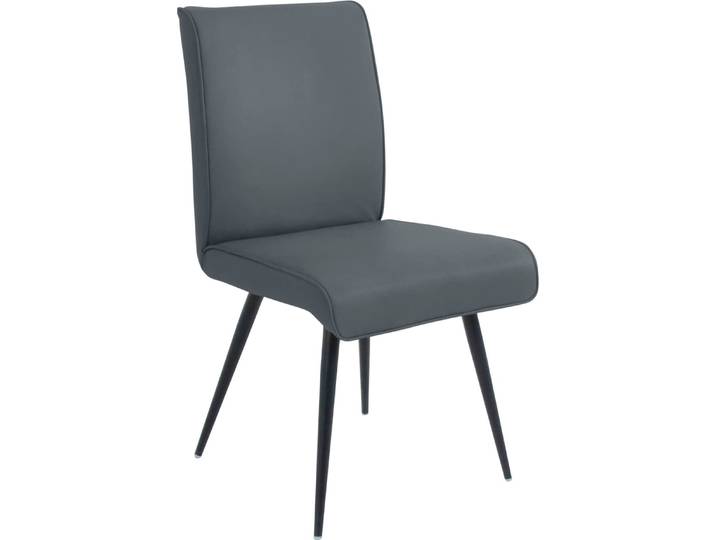 4-Fußstuhl, 48x91x60 cm, Long-Life-Leder, Blau & Schwarz, Gepolstert, Modern, K+W-Polstermöbel
