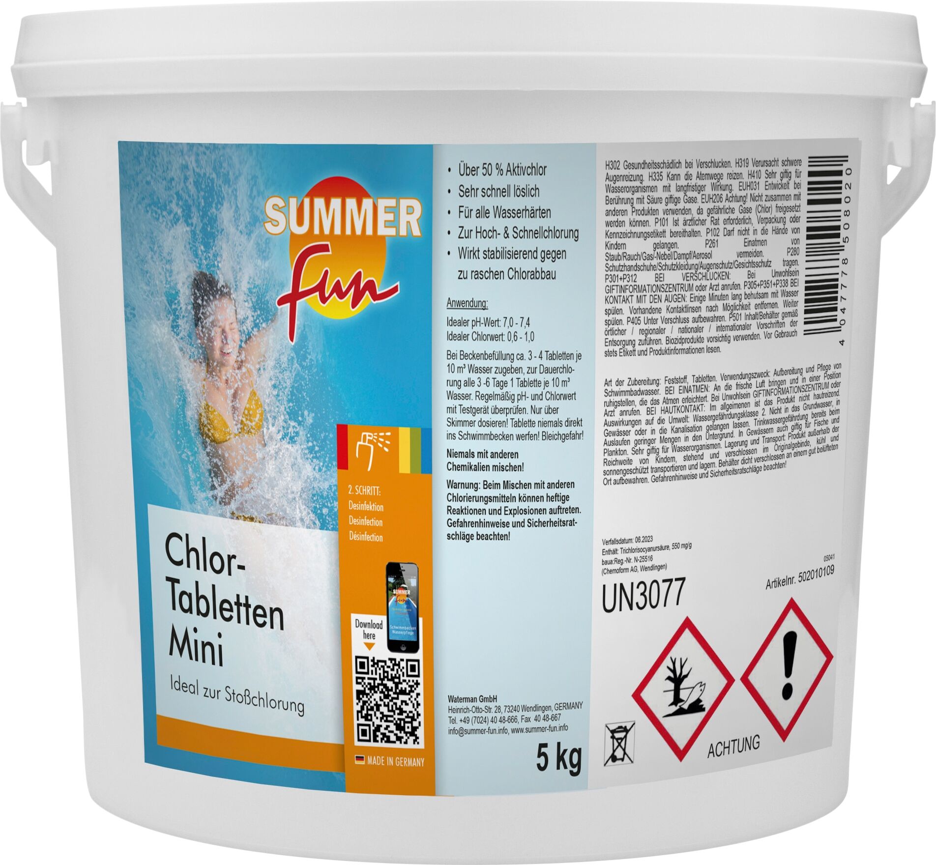 Chlortabletten SUMMER FUN "Chlor-Mini-Tabletten", weiß, 5 kg, Wasserpflegemittel, 5 kg