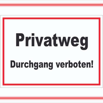 HB-Druck Privatweg Durchgang verboten Text Aufkleber A2 (420x594mm)