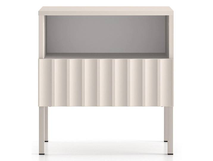 Selsey Nachttisch Derriva Hellbeige 50 cm, Ecru, Metall, 1 Fächer, 1 Schubladen, Rechteckig, 50x53x35.2 cm, Schlafzimmer, Nachtkästchen