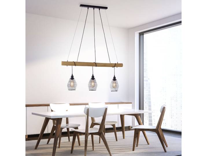 JUST LIGHT Pendelleuchte SPRING , braun (holz, natur), 3, 1 Stk., Leuchten, ExklusiveE27, Pendelleuchte