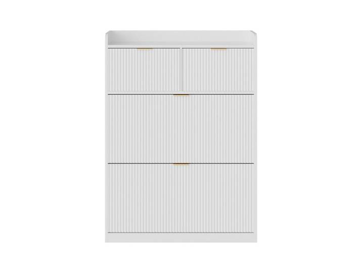 Shopentra Schuhschrank Weiß mit 2 Klappen & 2 Schubladen, 24x100x80 cm, Garderobe, Schuhaufbewahrung, Schuhkipper