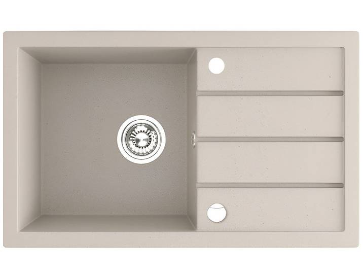 KOLMAN Küchenspüle Einzelbecken T.III Granitspüle, Rechteckig, 48/79 cm, Beige, Space Saving Siphon GRATIS