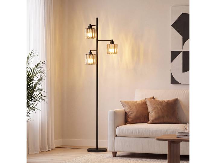 HOMCOM Lampadaire Noir Dimmable 3 LED E27 Télécommande 40W