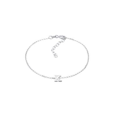 Armband ELLI "Buchstaben Initialen Anhänger K 925 Silber" Gr. 16, silber, Armbänder, Damen, 16cm, ohne Stein, Silber 925 (Sterlingsilber), Armband