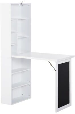 AISWORD Fold-out Convertible Writing Table Wall Mount Desk Cabinet with Blackboard and Side Shelf Multi-Function Home Office Workstation