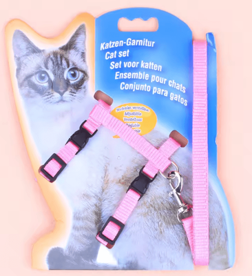 Inspire Curations ComfortFit Adjustable Cat Harness And Leash Set pink