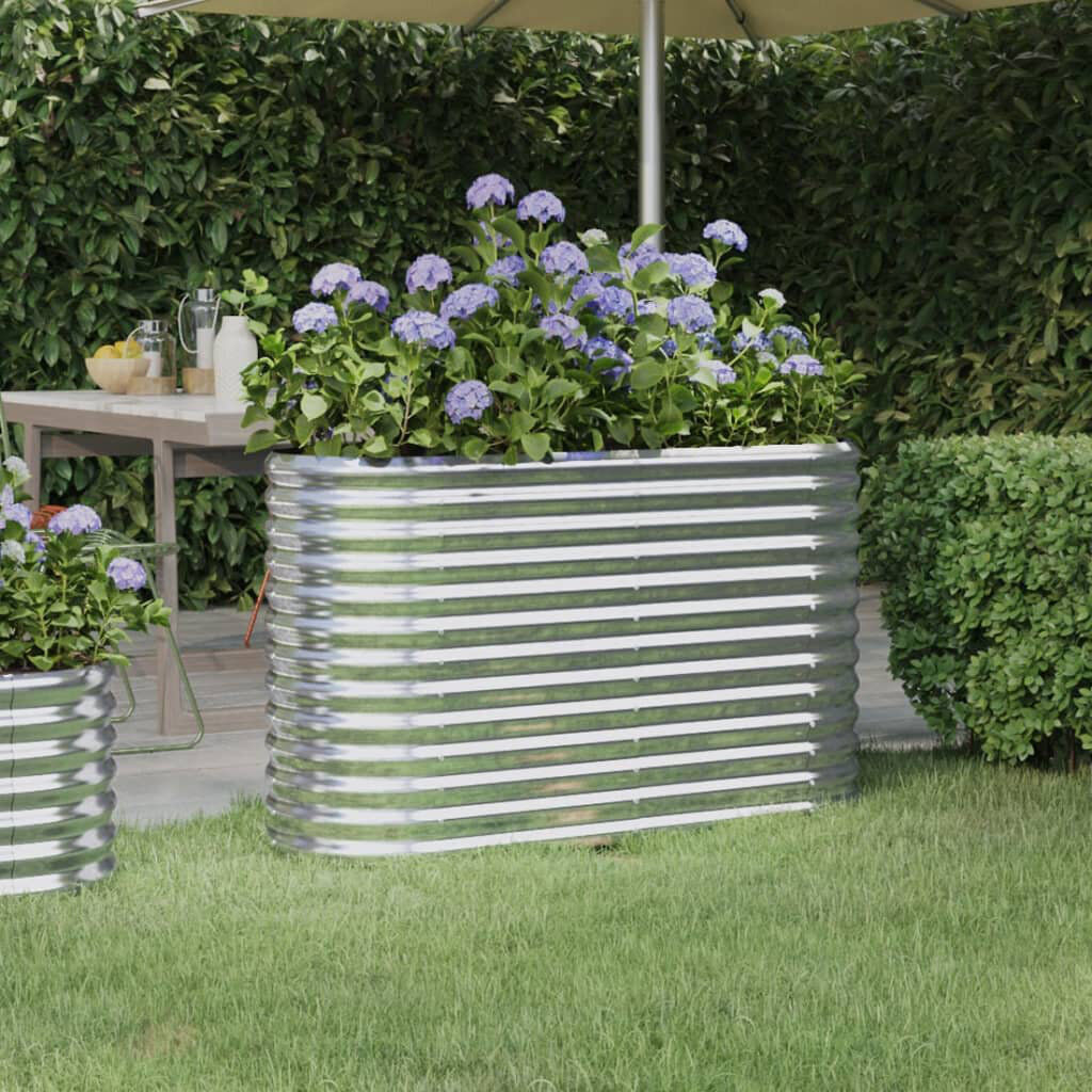 Dakota Fields Garden Raised Bed Powder-coated Steel Silver 68 cm x 114 cm x 40 cm
