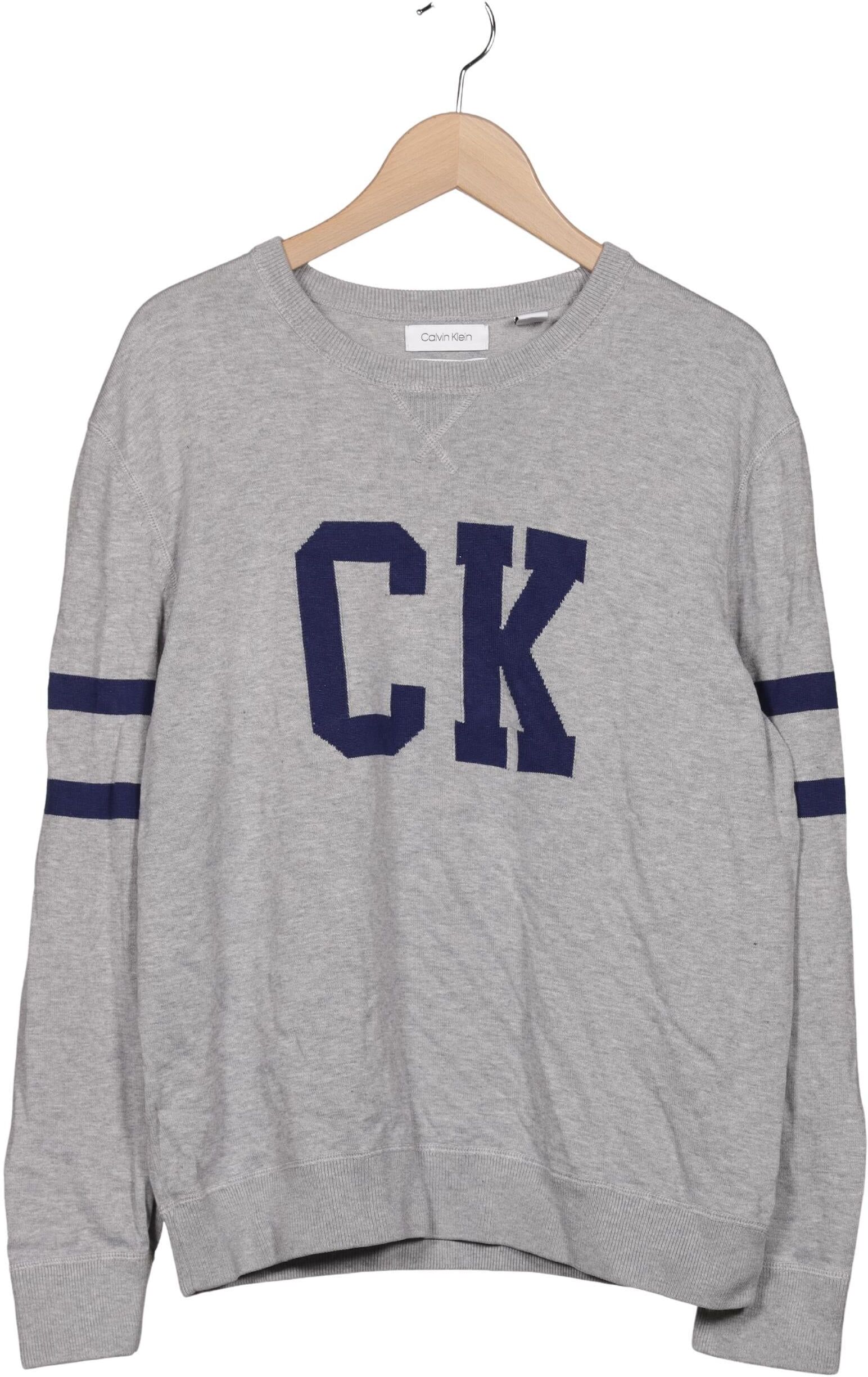Calvin Klein Herren Pullover, Grau, Gr. L, Baumwolle - Second Hand