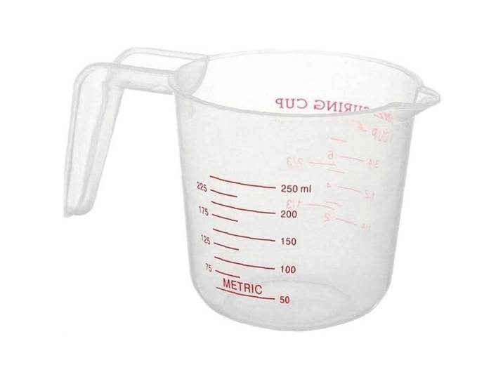 Messbecher 250 ml Kunststoff transparent stapelbar mit Skalengriff, Transparent, Backen & Backzubehör, Messbecher