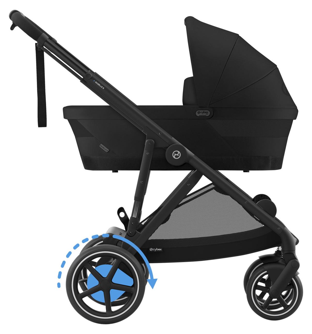 Cybex E-Gazelle S Geschwisterwagen - Black - Moon Black / Black