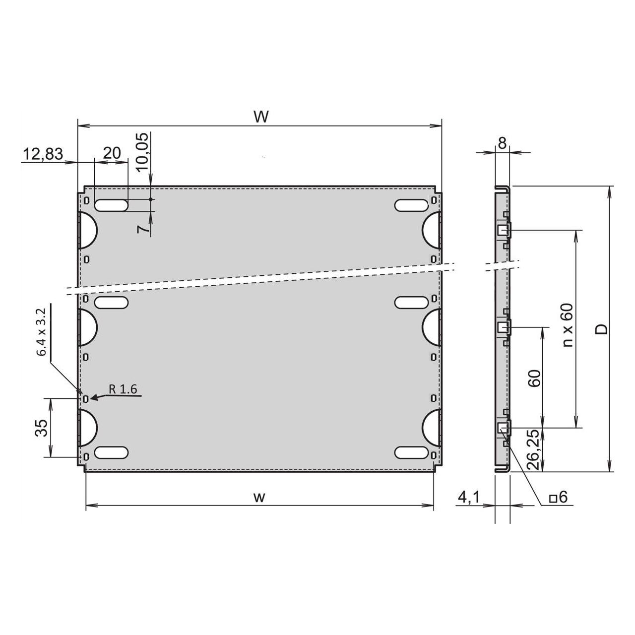Schroff Montageplatte Standard - MONTAGEPLATTE 280T 84TE (34562756)