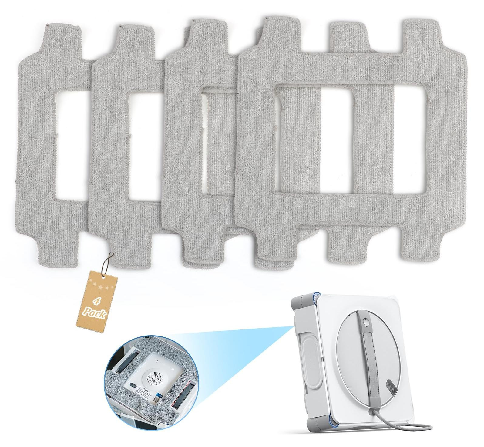 4 reinigingspads voor de Ecovacs Winbot W2S Omni van Dripio