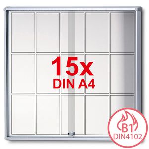 Showdown-Displays Schaukasten SL-Linie, B1, innen, 15 x A4, magnetisch, abschließbar, schwer entflammbar