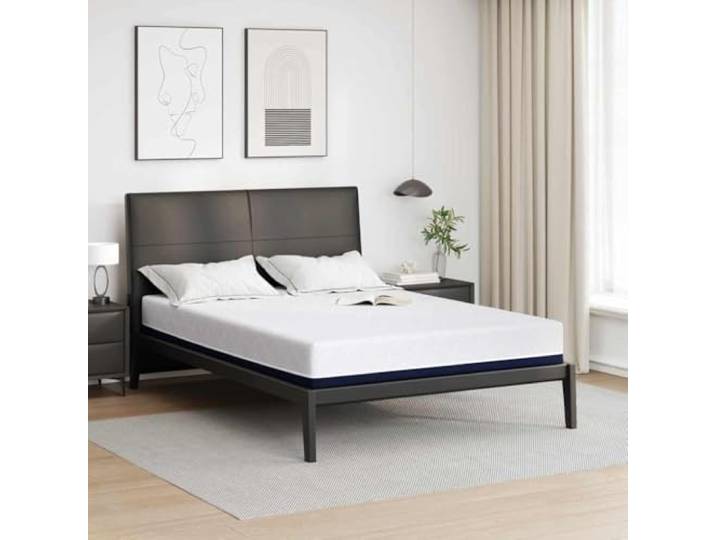 Matratze Weiß und Blau 140 x 200 cm Jacquard-Stoff Gel-Schaumstoff,mittelfester Komfort,rechteckiges Design,leicht zu pflegen,fürs Schlafzimmer