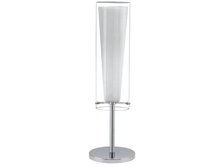 Eglo Lampe de chevet Pinto\, lampe de table à poser en acier chromé\, verre opale mat\, blanc\, luminaire avec interrupteur\, douille E27