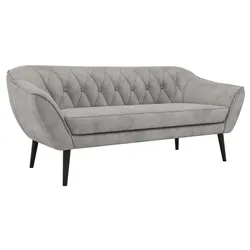 3-SITZER-SOFA PIRS - Hellgrau Velvet - Schwarze Beine