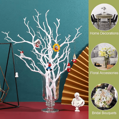 Artificial Antler Branch Decor Plastic Twig Stems For DIY & Seasonal Home Styling white 5pcs