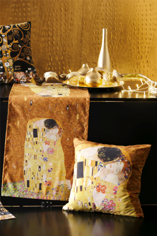 Tischläufer CASATEX "Kuss" Gr. 1, gold (goldfarben), B:40cm L:140cm, Baumwolle, Tischdecken, Tischläufer, 100% Baumwolle goldfarben B/L: 40cm x 140cm