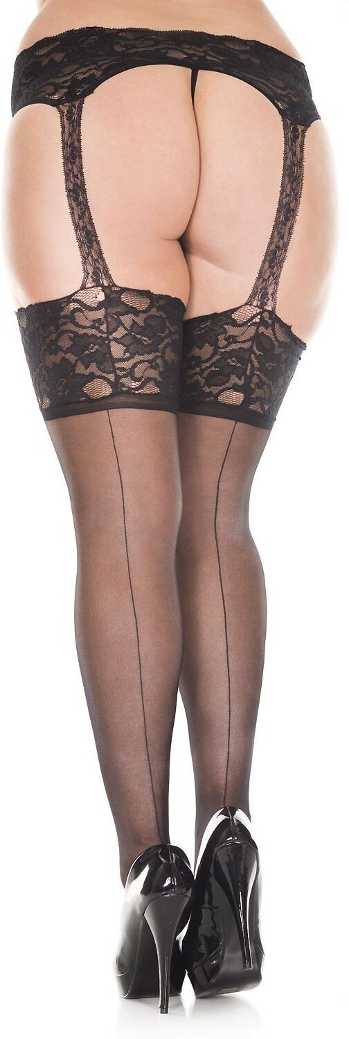 Music Legs Porte jarretelles noir grande taille - MH7831XBLK