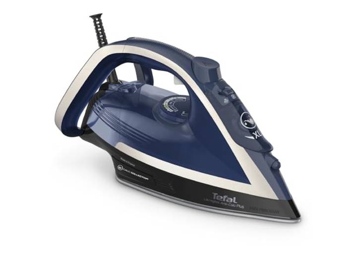 Tefal Ultragliss Plus Anti-Kalk Dampfbügeleisen, 2800 Watt, abnehmbarer Kalk-Kollektor, 50 g/Min. Dampfabgabe, 260 g/Min. Dampfstoß, Abschaltautomatik, Made in France, blau/weiß, FV6846