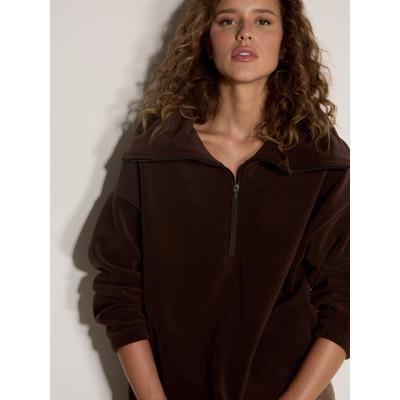 Rundhalspullover APRICOT "Teddy-Borg-Fleece-Pullover", Damen, Gr. S, braun, gewebt, , Modisch, lässig geschnitten Normale Länge, elastischer Bund, Pullover Rundhalspullover, mit Trichterkragen