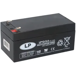 Landport LP12-3.4 T1 12V 3,4Ah AGM Bleiakku VdS 4,8 mm Faston