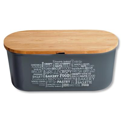 Brotkasten KESPER "Brotbox, FSC", grau, B:34cm H:18cm L:14,5cm, Bambus, Kunststoff, Lebensmittelaufbewahrungsbehälter, Brotkasten, Deckel als Schneidebrett verwendbar