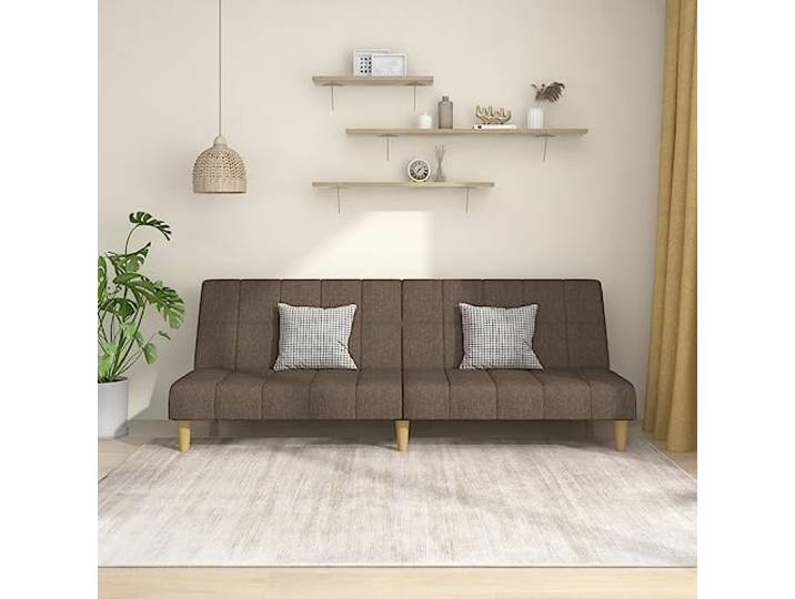 HEFZGDB Schlafsofa 2-Sitzer Taupe Stoff Sofabett Bettcouch mit 2-in-1-Funktion und verstellbaren Rückenlehnen für Wohnzimmer und Gästezimmer, atmungsaktives Gewebe und robuster