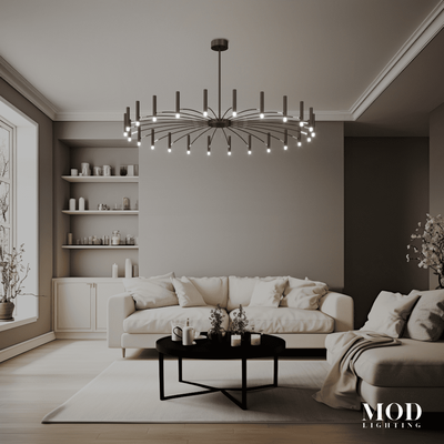 Kendall   Contemporary Chandelier   12 Candles / Cool White (6000k) / Black   MOD LIGHTING