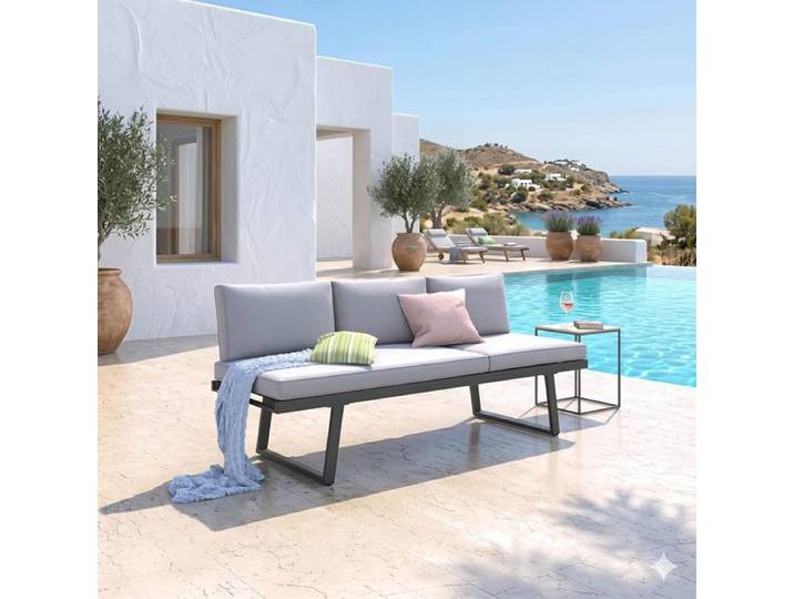 OUTLIV. Lucca Diningsofa Aluminium/Olefin Hellgrau