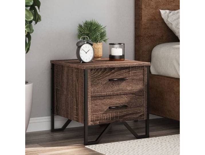 FAF-NEUF* Lot de 2 Tables de chevet/Table téléphonique - Chêne marron 40x41x40cm bois d'ingénierie JUIN80249457