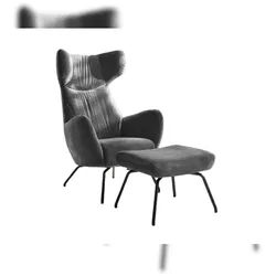 KAWOLA Sessel LOTTE Ohrensessel velvet stone mit Hocker