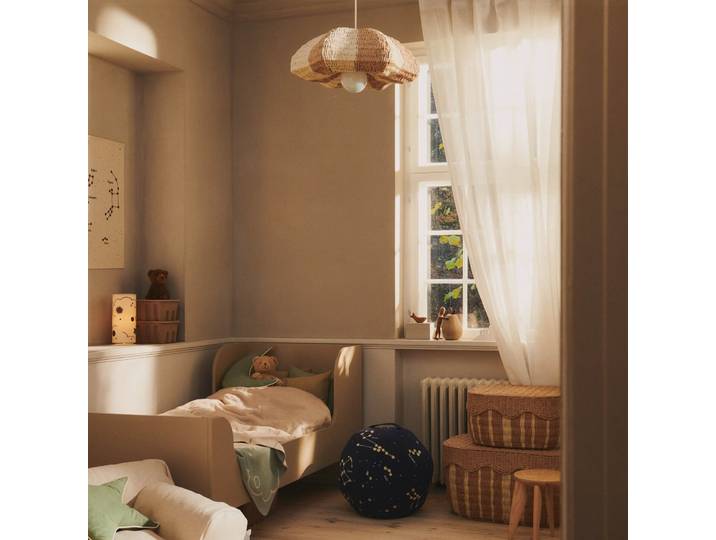 Rivan Lampenschirm, Papier weiß/braun, 45 cm - ferm LIVING - Rund