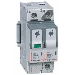 Legrand 412246 Überspannungsableiter Typ 2, 1+1 Schaltung, 230/400 VAC, Imax 40 kA, (Uc)320 VAC