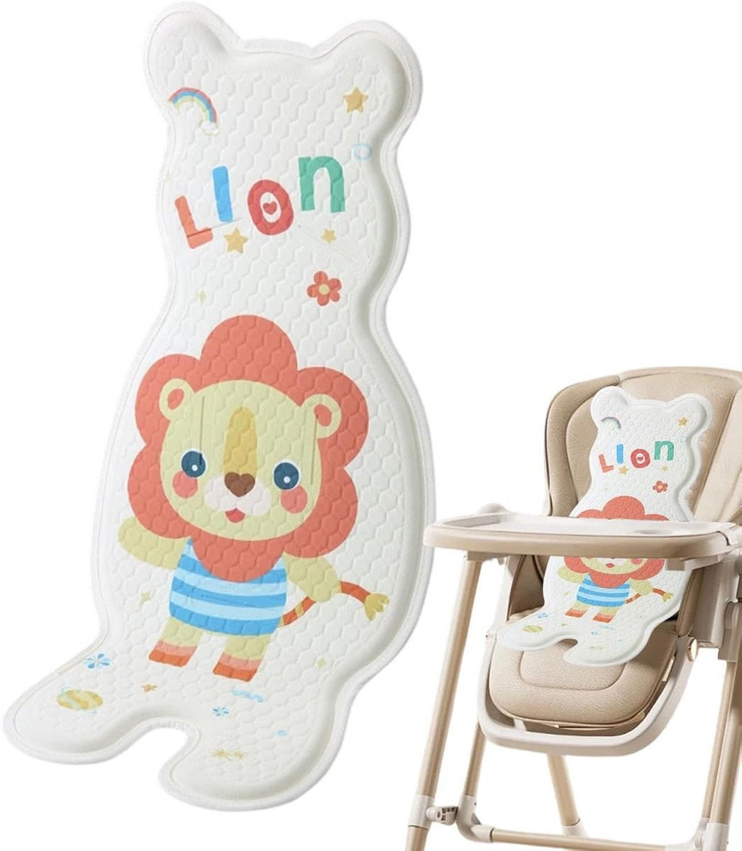 Wit honingraat textiel kinderwagen inlegkussen met leeuw print, koel en ademend baby zitmatje voor buggy en kinderwagen