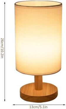 Uplifted Finds Linen LED Nightstand Table Lamp USB Powered Warm White Light Wooden Beside Light For Bedroom white