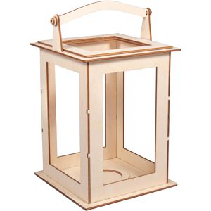 Rayher Laterne 64644505, Holzlaterne Basic, braun, indoor, aus Holz, 26,5cm