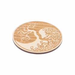 holzspielerei Getränke-Untersetzer natur - Lebensbaum YingYang 4er Set 281250