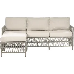 GARTENSOFA mit Ottomane 3-Sitzer Polyrattan Grau Ofena
