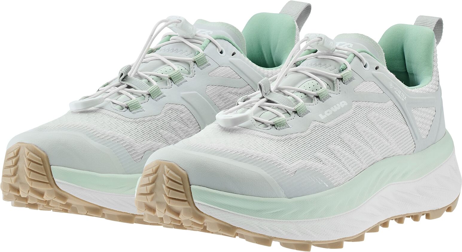 Trailrunningschuh LOWA "FORTUX GORE-TEX WS", Damen, Gr. 40, weiss (mintgrün, weiß), Synthetik, Textil, Schuhe Trailrunningschuh, wasserdicht mintgrün, weiß 40