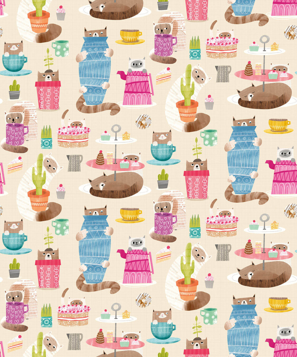Ohpopsi When I Grow Up - Kitten Kaboodle Marshmallow - WGU50111W   754003210712   Behang