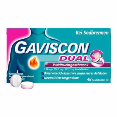 Reckitt Benckiser Deutschland GmbH GAVISCON DUAL Waldfrucht 250mg/106,5mg/187,5mg KTA 48 St 20033119