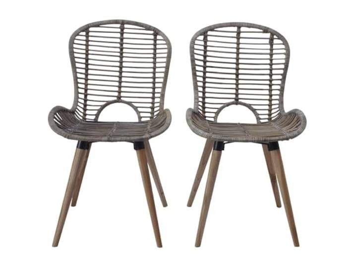 NKOPPFG Esszimmerstühle 6 STK. Natur Rattan Braun Natur Rattan, Holzbeine, wasserabweisend, leicht zu reinigen, Vintage-Note, 110 kg pro Sitzplatz