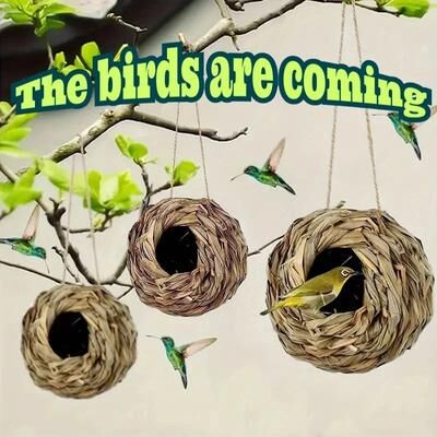 Uplifted Goods Natural Weaved Grass Avian Sanctuary Shield Natural Weaved Grass Avian Sanctuary Shield